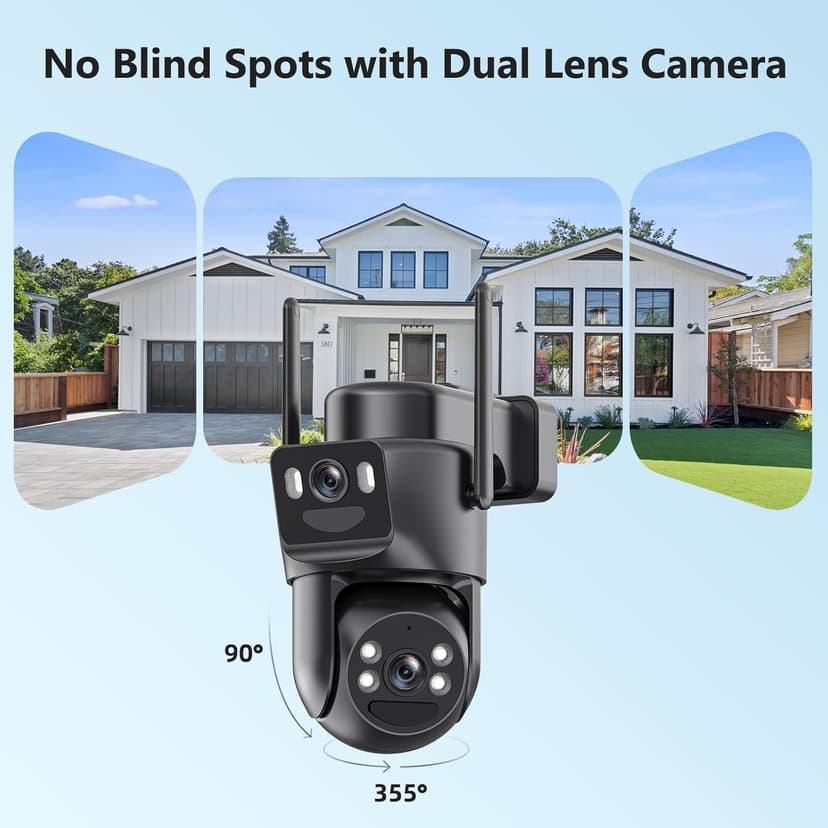 4K Solar Security Cameras Wireless Outdoor Battery Powered, 5GHz & 2.4GHz Dual Lens Bullet & 360°PTZ Linkage Outdoor Security Camera with Solar Panel, 8X Digital Zoom, Color Night Vision
