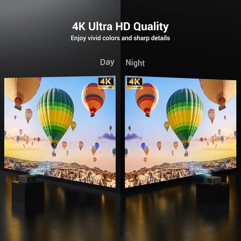 [1500 ANSI/Auto Focus] 4K Home Theater Projector with WiFi 6 and Bluetooth 5.2, HAPPRUN 300'' Movie Projector for Indoor/Outdoor, Smart Proyector Compatible with Phone/TV Stick/PC/PS5