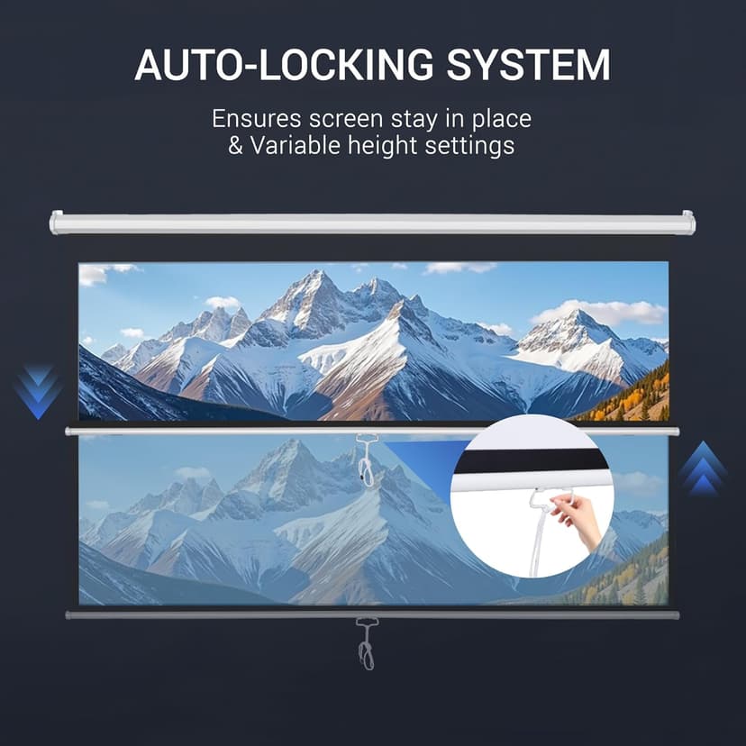 ZENY Portable Projector Screen Pull Down, 100 Inch 16:10 Video Projection Screen Home Theater, Retractable Projector Screen, Moive Screen Indoor Outdoor, Wall Mount (100'' 16:10 White)