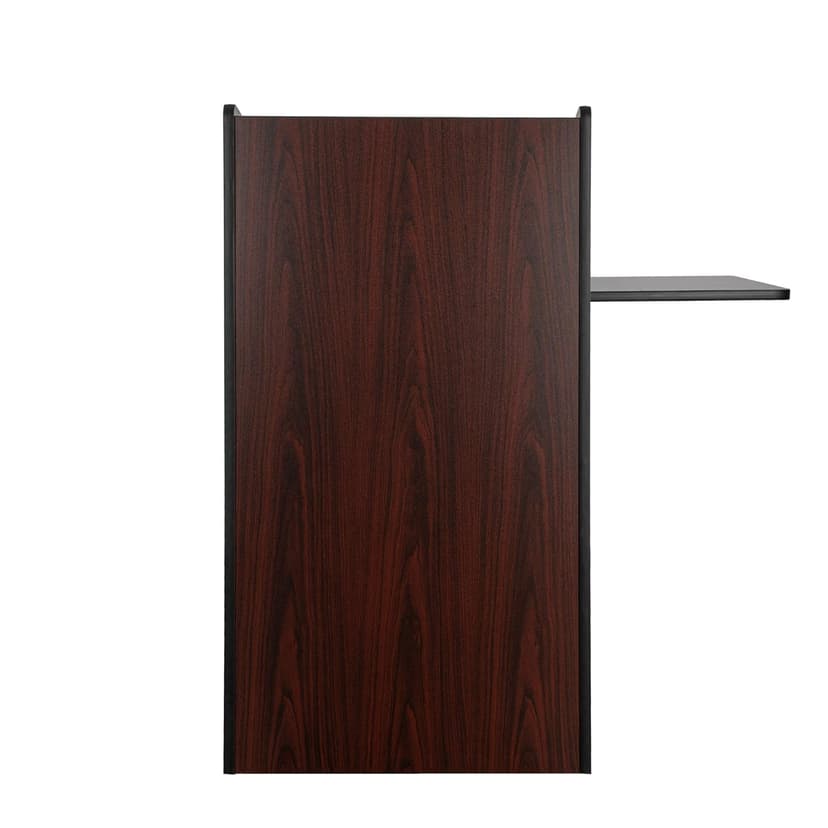 OEF Furnishings Mobile Floor Lectern with Side Shelf And Keyboard Tray, Mahogany