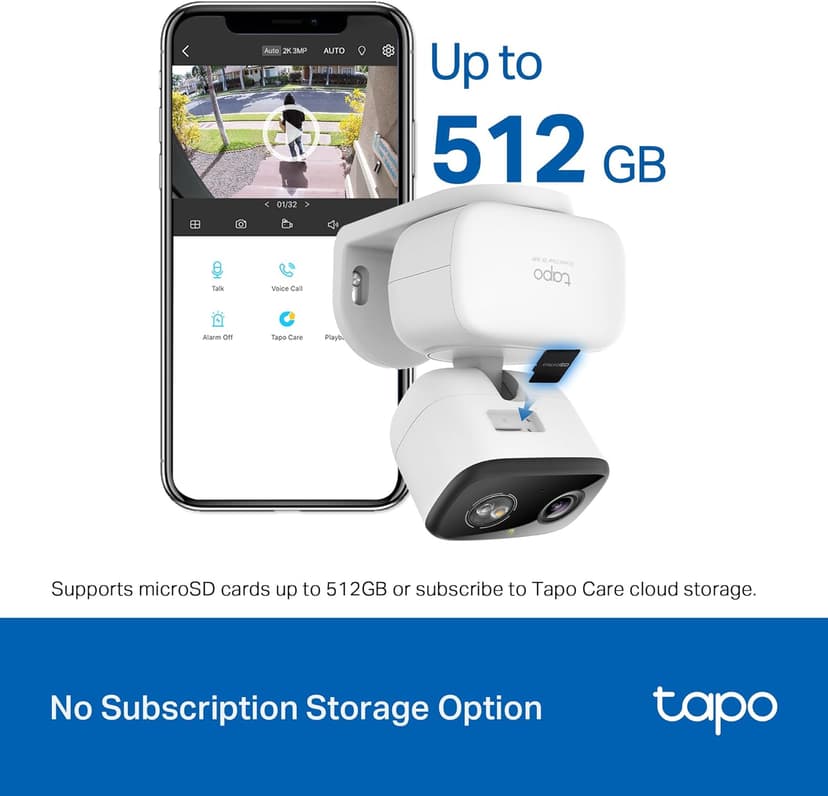 Tapo 2K 3MP Pan/Tilt Indoor/Outdoor Security Camera - Free Person/Baby Cry Detect & Motion Track, 360° Pan, Color Night Vision, SD/Cloud Storage, Works w/Alexa & Google Home, HybridCam 360 (2-Pack)
