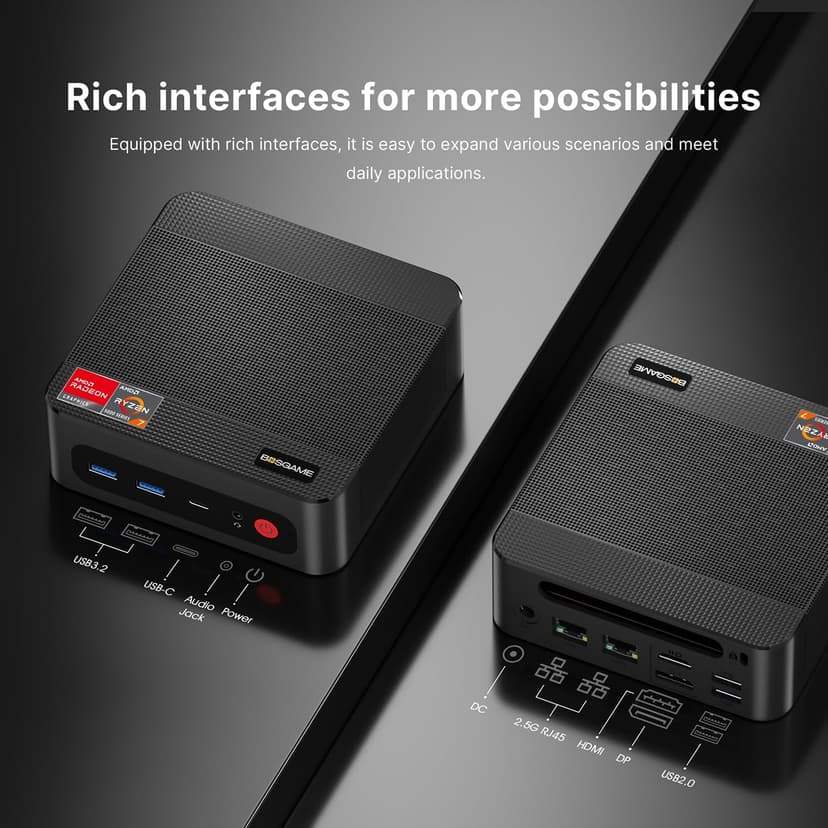 P4 Mini PC,AMD Ryzen 7 5700U(8C/16T, up to 4.3Ghz) 32GB DDR4 1TB NVMe SSD Mini Computers, Dual 2.5G LAN Ports, Dual NVMe Slots, Triple Display, WiFi 6, BT5.2