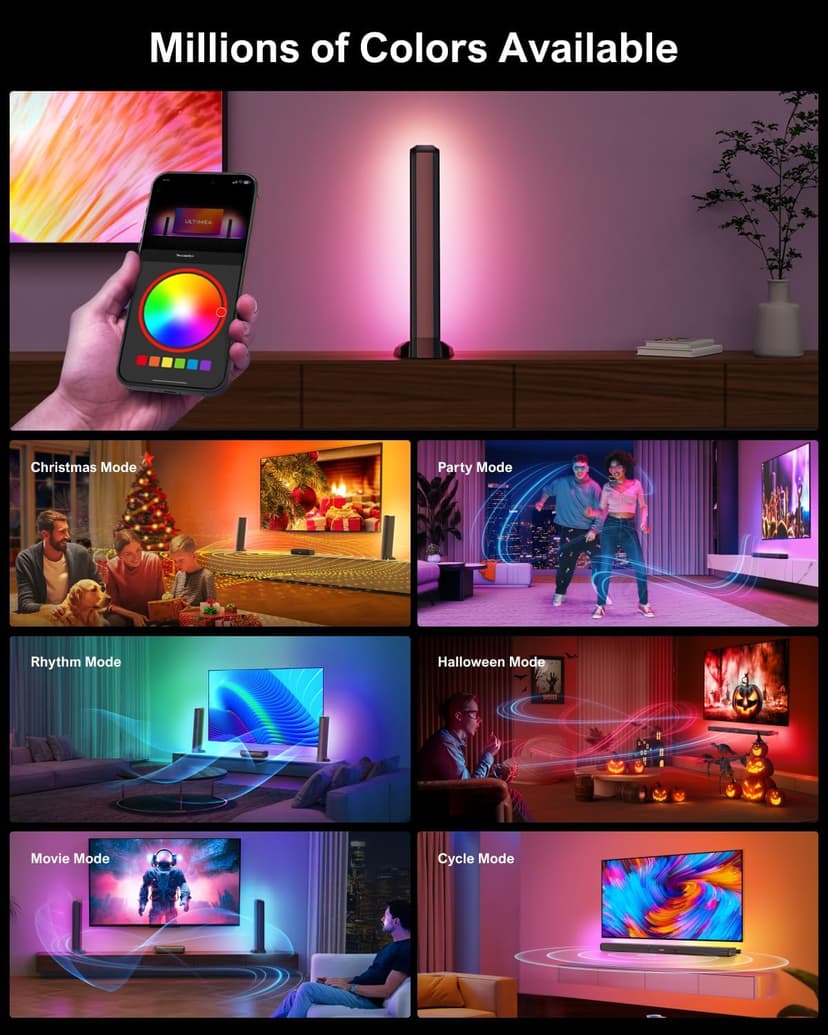 ULTIMEA 5.0ch Sound Bar for Smart TV, PC Soundbar with RGB Light, Detachable Soundbar for TV with App Control, 120W Peak Power, Bluetooth 5.3 TV Sound Bar, HDMI-ARC/Opt/AUX, Wall Mount, Apollo S70