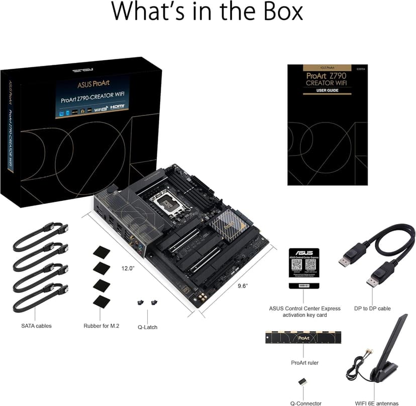 ASUS ProArt Z790-Creator WiFi 6E LGA 1700(Intel 14th,13th&12th Gen) ATX Content Creator Motherboard(PCIe 5.0,DDR5,2X Thunderbolt 4,10G&2.5G LAN,4xM.2/NVMe SSD,Front Panel USB 3.2 Gen2x2 Type-C).
