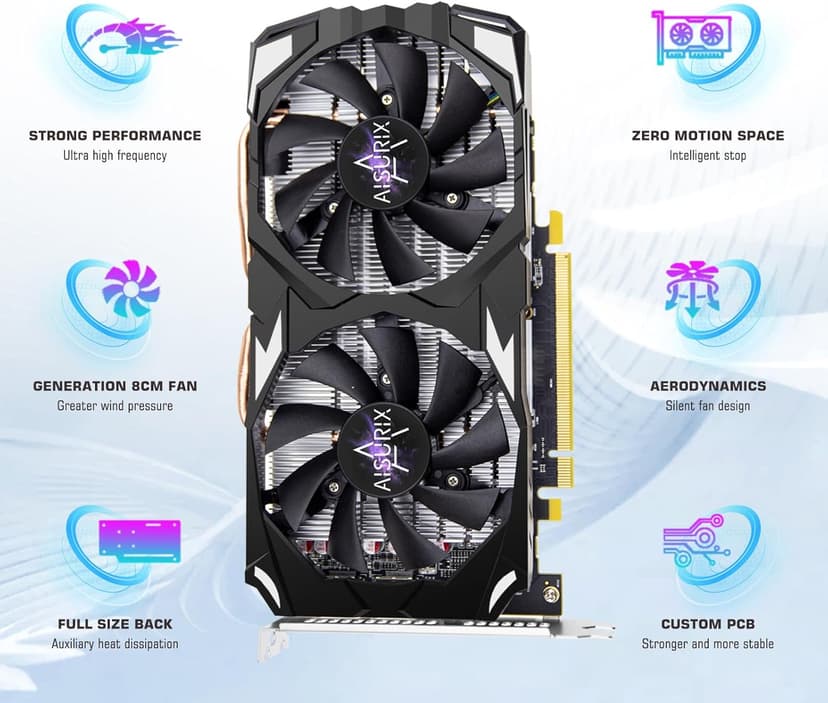 RX 560 XT 8GB GDDR5 Graphics Card,1792SP,128Bits, PC Gaming Video Card, Computer GPU, PCI Express x16 3.0 with Freeze Fan Stop for Desktop Computer Tarjeta Gráfica