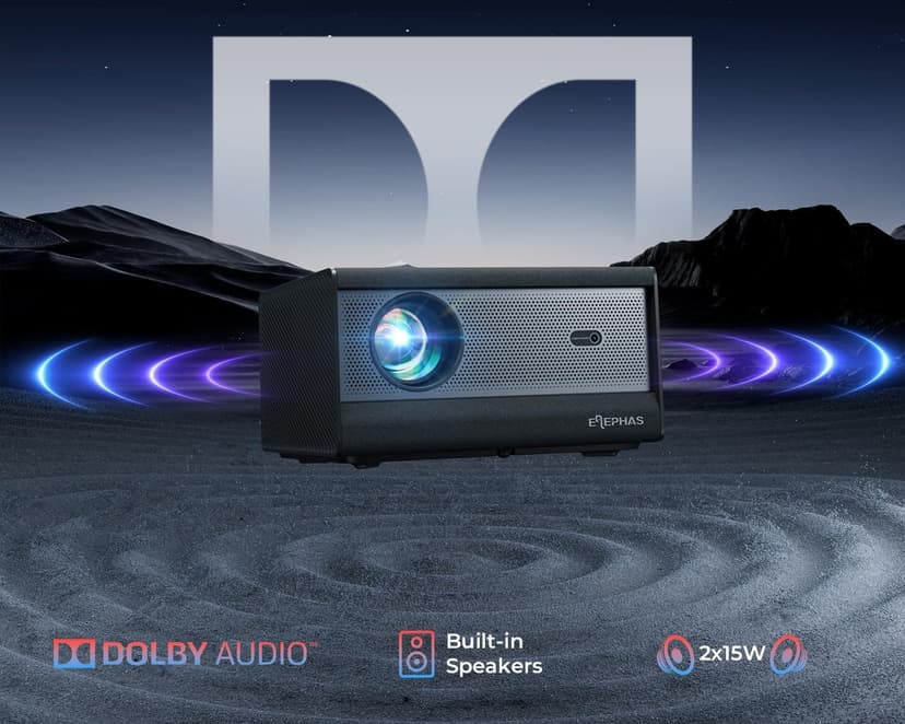 ELEPHAS Smart 4K PRO-UHD Projector with WiFi and Bluetooth, NETFLIX-Licensed, Dolby Audio, 1200 ANSI Lumens Sealed Video Projector, Auto Focus & Keystone, Portable Home Theater for Indoor/Outdoor