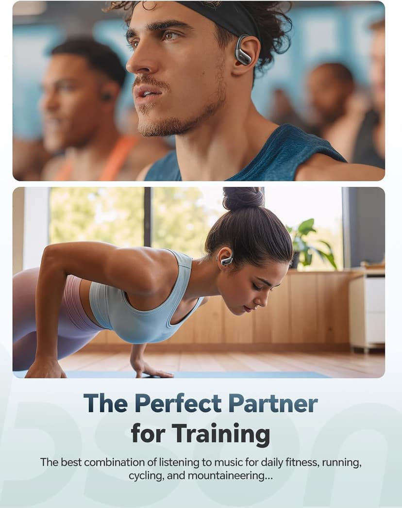 Bluetooth Headphones Wireless Earbuds: Sweatproof & Waterproof, 40H Playtime Wireless Ear Buds with Earhooks, Secure Fit Over Ear Buds with Mic, White Elephant Stocking Stuffers for Men Women