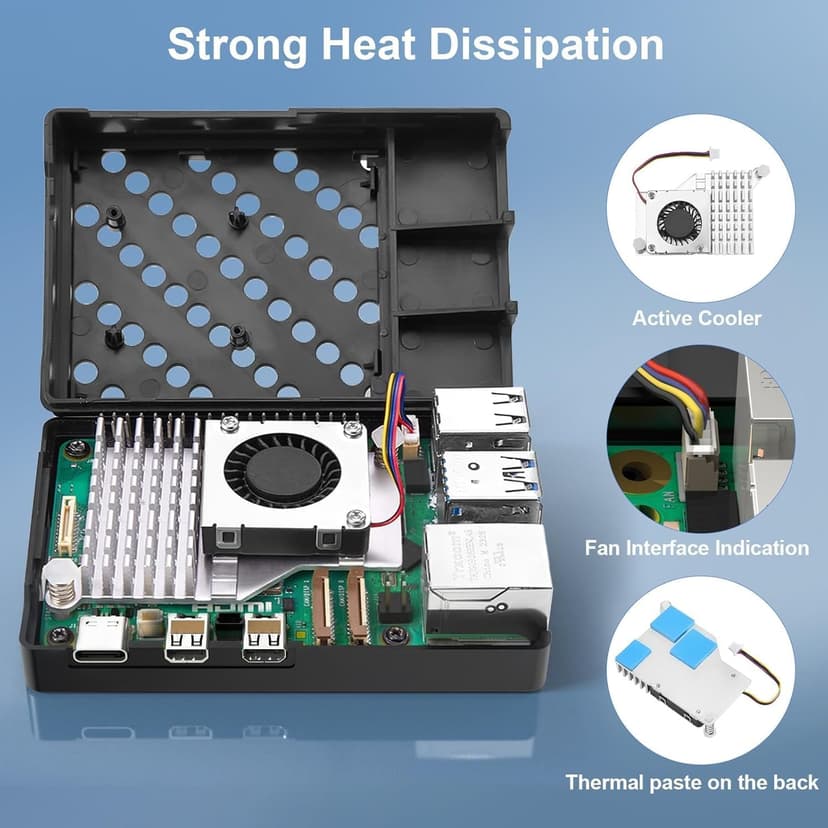 RasTech Raspberry Pi 5 Kit 8GB RAM with Pi 5 Case,Active Cooler,Screwdrive and Raspberry Pi 5 8GB Board Included