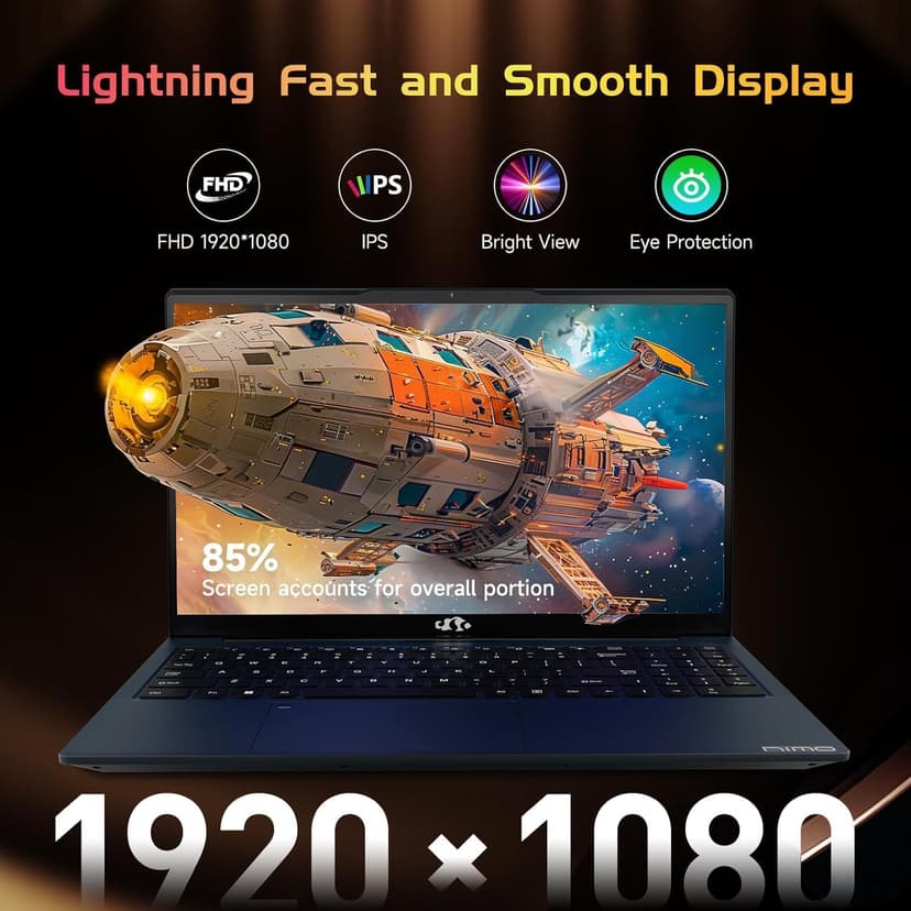 NIMO 15.6 FHD Student Laptop, 16GB RAM, 1TB SSD, Backlit Keyboard, Fingerprint, Intel Pentium Quad-Core N100 (Beat to i3-1115G4, Up to 3.4GHz), 2 Years Warranty, 90 Days Return, WiFi 6, Win 11