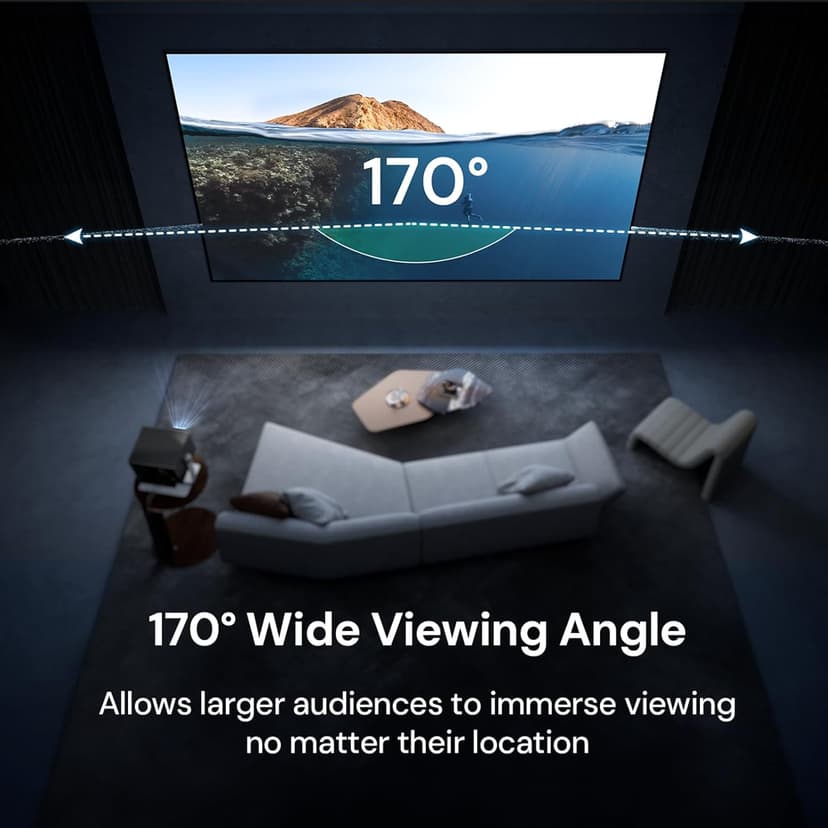 120-inch Fixed Frame Projector Screen, 1.3 dB Gain, 80% PQE, 4K/8K Ultra HD, 3D Wall Mount Projector Screen, Works with Long Throw, Short Throw & Ultra Short Throw Projectors