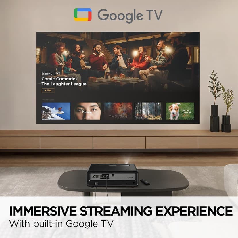 ViewSonic X1-4KPro 4K UHD LED Projector Designed for Xbox with Built-in Google TV and Netflix, 2500 ANSI Lumens, H/V Keystone, 4 Corner Adjustment, 1.3x Optical Zoom for Smart Home Theater
