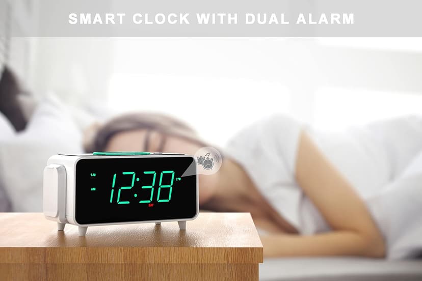 Emerson Smartset Dual Alarm Clock FM Radio with Wireless Charging, Bluetooth Speaker, Ultra Fast Charging for Airpods/iPhone, Foldable Stand, USB Charger, Adjustable LED Glow, ER100501
