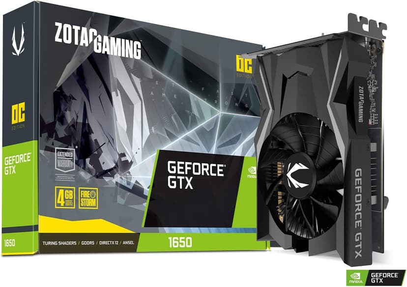 ZOTAC Gaming GeForce GTX 1650 OC 4GB GDDR5 128-Bit Gaming Graphics Card, Super Compact, ZT-T16500F-10L
