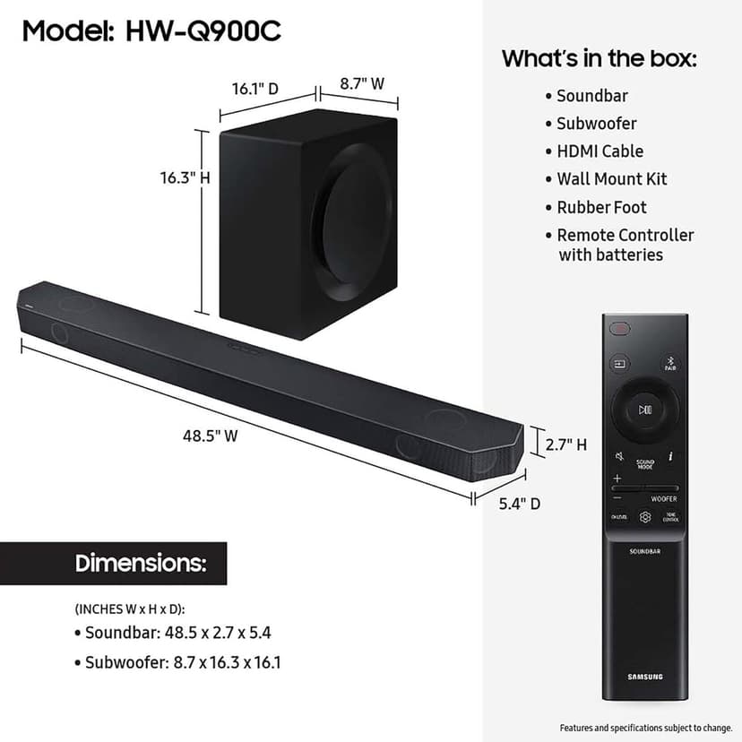 SAMSUNG HW-Q900C/ZA 7.1.2 Channel Bluetooth Soundbar