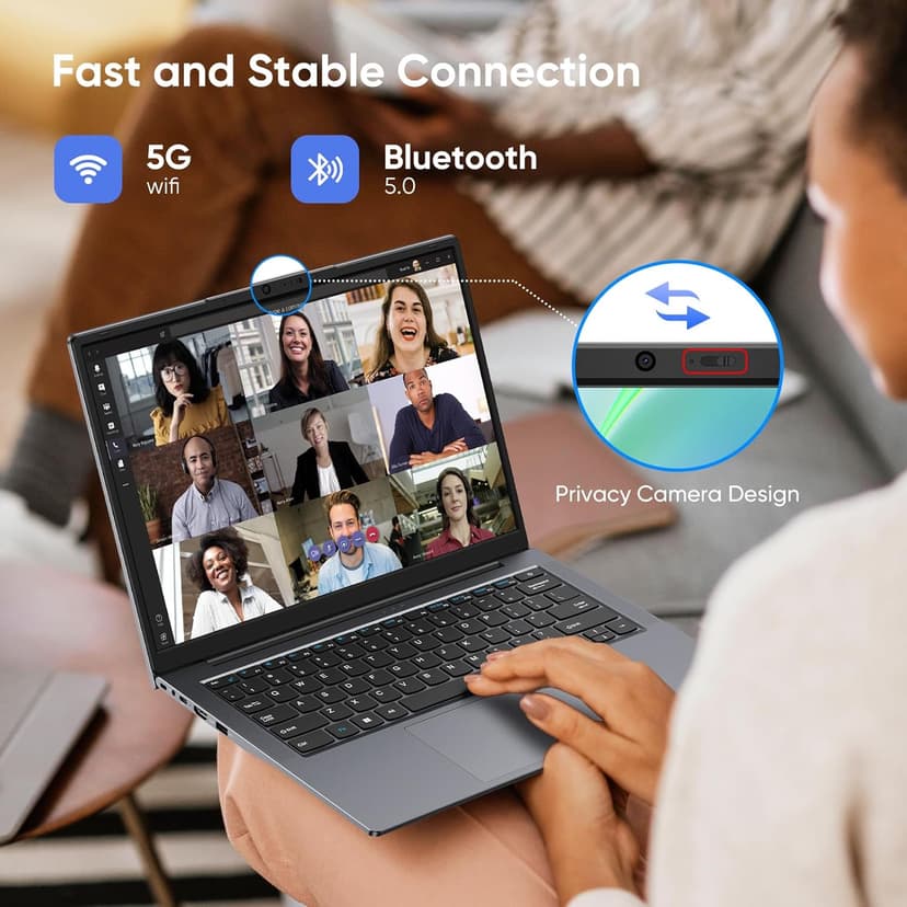 14.1" Laptop 16GB RAM 512GB SSD, QHD (2160x1440) Display, Intel Core m3 8100Y (Beat Intel i3-5005u), Windows 11 Pro Notebook Computer with HDMI, Type C, Long Battery Life, MS Office 2024 - Gray