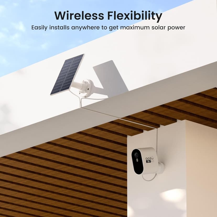 AOSU Solar Security Cameras Wireless Outdoor, 2K QHD Home Security System, 4-Cam Kit with 166° Ultra-Wide View, Cam-to-Cam Sync, 32GB Homebase Local Storage, Color Night Vision, No Monthly Fee