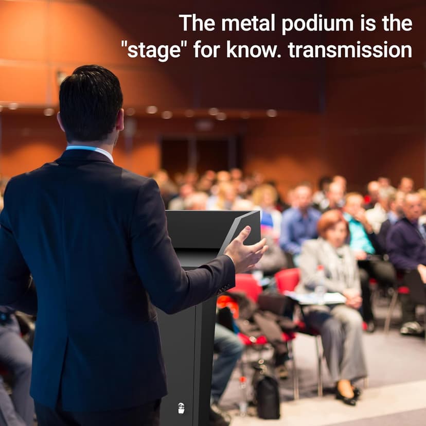 Tredre Black Metal Podium Stand with Wheels, Heavy-Duty Lecterns & Podiums with Storage, Premium Pulpits for Churches, Classrooms and Conferences, Scratch-Resistant Surface, 46.5”H