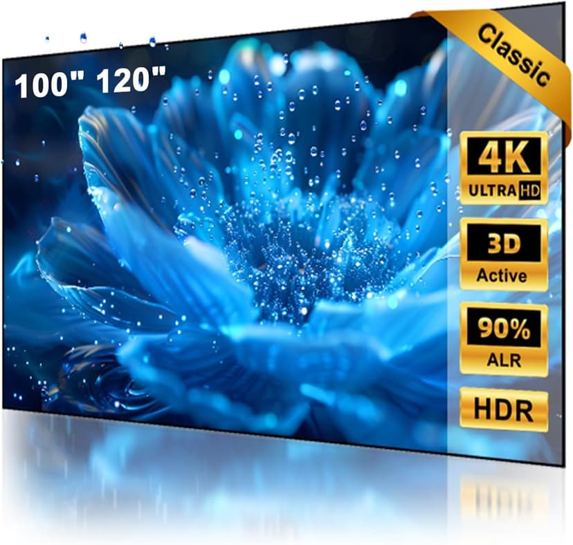 NothingProjector Projector Screen, 120 inch, Ambient Ceiling Light Rejecting ALR CLR, 4K Ultra HD Fixed Frame 16:9, PET Crystal, On Wall Mount for Ultra Short Throw Projectors, Classic Series NothPJ