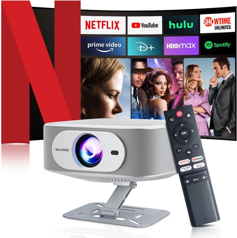 Netflix Licensed Projector with Wifi Bluetooth 4K, Auto Keystone/Electric Focus, Smart Android 13 NTV, 400 ANSI Lumen, 1080P Native Outdoor Movie Projector, Mini Portable, Built-in Apps (2025)