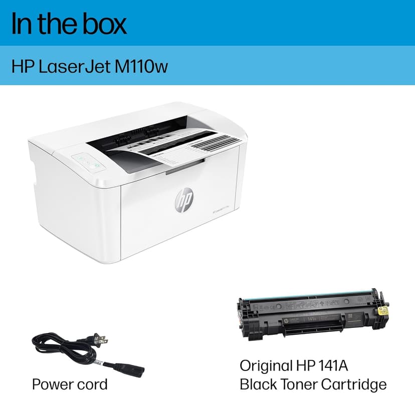 HP LaserJet M110w Wireless Black & White Printer, Print, Fast speeds, Easy setup, Mobile printing, Best for small teams
