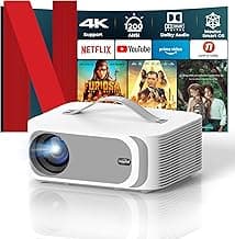 [AI Movin System & 1200 ANSI] Projector-4K with WiFi 6 and Bluetooth, 30W DoIby Audio Netflix-Licensed Projector, One-touch Focus Portable 1080P Outdoor-Projector, Lisowod Smart Proyector with HDR10+