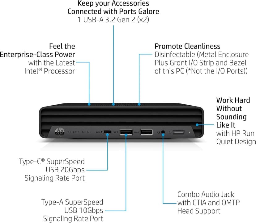 HP Elite Mini 800 G9 Business Desktop Computer, 14th Gen Intel 20-Core i7-14700 up to 5.4GHz, 32GB DDR5 RAM, 1TB PCIe SSD, WiFi 6, Bluetooth, Type-C, Keyboard and Mouse, Windows 11 Pro, AZ-XUT