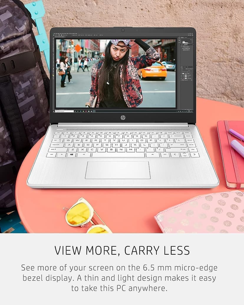 HP 14 Laptop • Back to School Limited Edition with Microsoft 365 • 4-Core Intel CPU • 8GB RAM •1600GB Storage (64GB OnBoard + 512GB P500 Portable SSD + 1TB OneDrive) • Snow White • Win 11