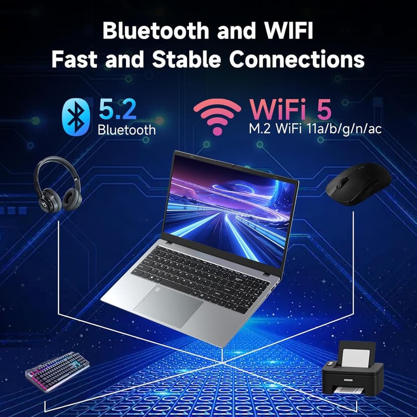 15.6 Inch Student Business Laptop Computer, 16GB RAM 512GB ROM, Intel N100 (Beat i5-7200U, Up to 3.4GHz), Windows 11 Pro with FHD IPS Display, WiFi 5, BT5, Type-C, HDMI, USB 3.2