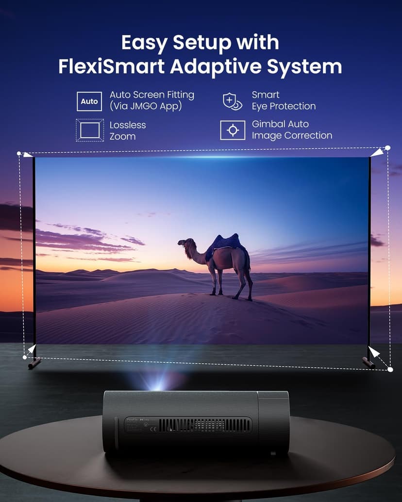 JMGO PicoFlix 2024 New Bottle Rotating Gimbal Projector, 4.5hrs Battery, Smart & Portable Outdoor Projector with Google TV, Licensed Netflix, 1080P FHD, 420 ISO Lumens, Auto Focus, HDR10, 10W Speakers