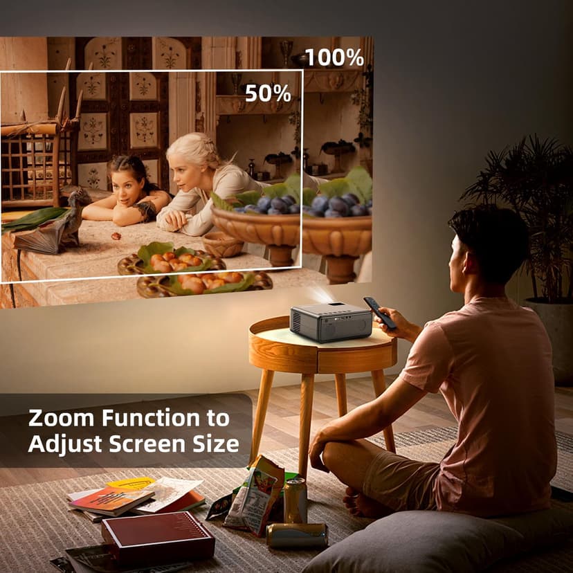 FUDONI Projector with WiFi and Bluetooth 4K Supported, Upgraded Outdoor Movie Projector Native 1080P 12000L,Portable Video Projector for Home Theater,Compatible w/HDMI/USB/iOS/Android/Windows/TV Stick