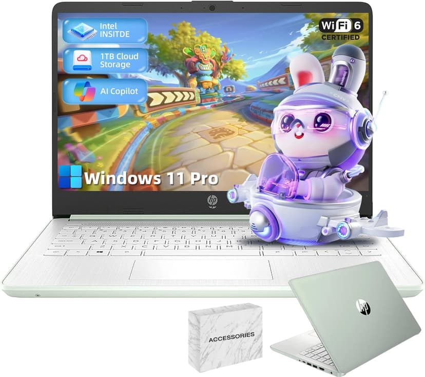 HP Student Business Laptop Computer - Intel N150 Processor, 16GB RAM, 384GB Storage (128GB UFS+256GB MSD), Microsoft Office Lifetime, w/DVD Drive, Copilot AI, 1TB Cloud Storage, AI Powered, Green