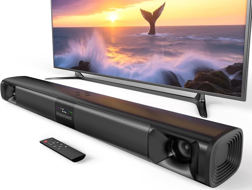 Sound Bar for Smart TV, 80W Soundbar with Four Woofers, Dual Horn Tweeters, 2.0 Channel TV Speaker, 2 in 1 Detachable Design, BT/ARC/AUX/Optical Connection, Surround Sound System for TV