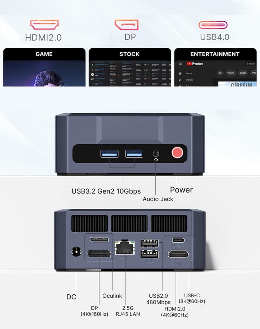 Oculink Mini PC AMD Ryzen 7 7840HS, GPU Radeon 780M Gaming Desktop Computer A1, 32GB DDR5 RAM 1TB M.2 NVME PCIe 4.0 SSD, 8K Triple Displays, 11 Pro, USB 4.0, WiFi 6E, BT5.2, 2.5 GbE LAN, VESA