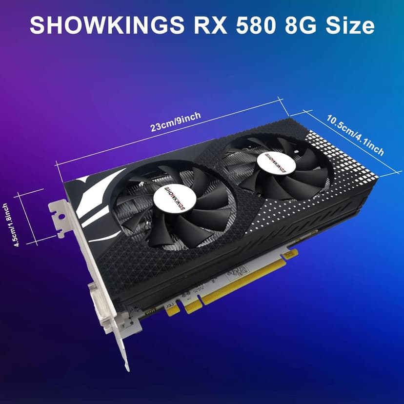 Radeon RX 580 8GB Graphics Card, 256Bit 2048SP GDDR5 AMD Video Card for Pc Gaming, DP HDMI DVI-Output, PCI Express 3.0 with Dual Fan for Office and Gaming