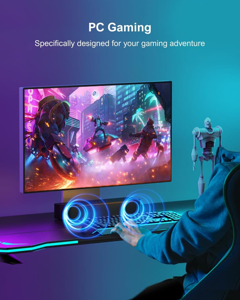 ULTIMEA 2.1ch Mini Sound Bar for TV, Built-in Subwoofer, APP Control, Peak Power 120W, All-in-one PC Sound bar for Game, Bluetooth 5.3 TV Sound Bar Speakers, Opt/AUX/Wall Mount, Solo B30 Pro