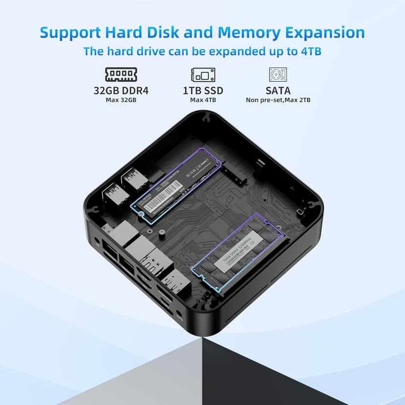 DreamQuest Mini PC W-11 Pro N150 (up to 3.6GHz) 32GB DDR4 RAM 1TB PCIe M.2 SSD Mini Desktop Computer 4K HDMI/DP/USB Type C/WiFi 5/USB3.1/BT5.0/Micro PC for Home & Business
