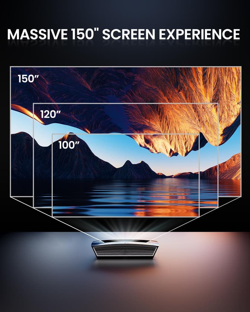 H6 Ultra Short Throw Projector, 4K UHD Projector 3000 ANSI Lumen, Active 3D, 150", Dolby Atmos, HDR10, 110% BT.2020, UST Projector for Home Theater