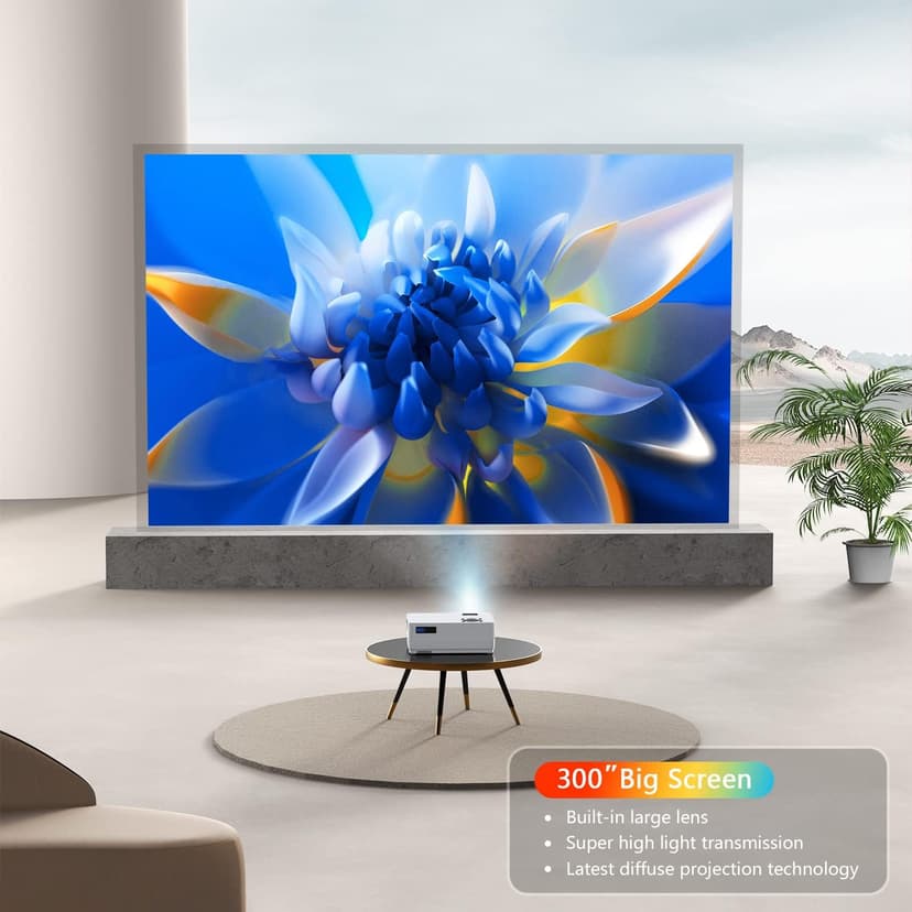 Roconia 5G WiFi Bluetooth Native 1080p Projector, 12000LM Full HD Movie Projector, 300" Display Support 4k Home Theater,Compatible with iOS/Android/XBox/PS4/TV Stick/HDMI/USB (White)