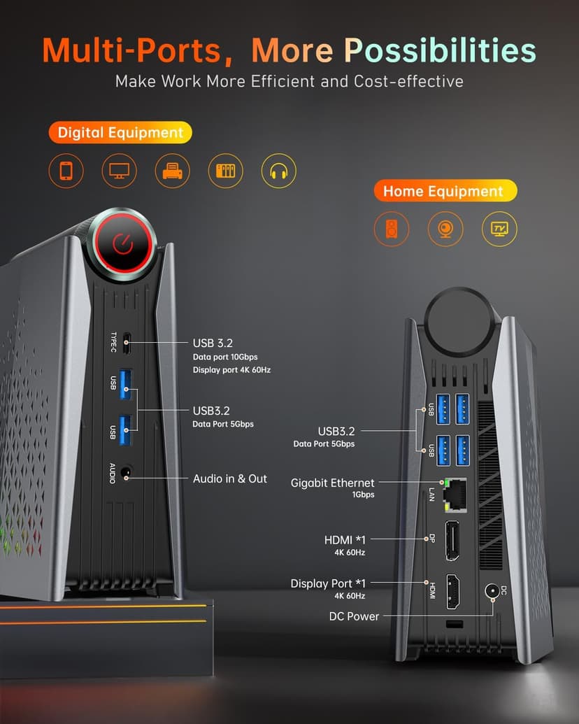 ACEMAGICIAN S3A Mini PC, AMD Ryzen 9 6900HX(up to 4.9 GHz), 32GB DDR4 1TB NVME SSD Mini Tower PC, AMD Radeon 680M Mini Desktop Computer Support BT5.2/RGB Lights/HDMI/Type-C/Wifi6