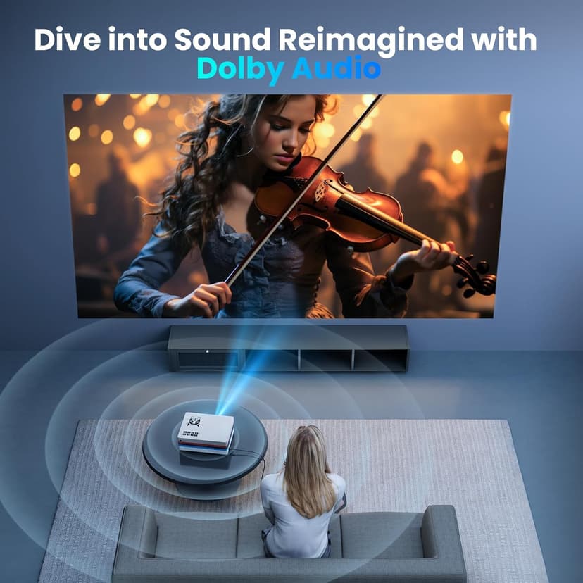 [Netflix Officially/Dolby Audio] FUDONI Smart Projector with WiFi and Bluetooth 4K, Auto Keystone& Electric Focus, 800ANSI Outdoor Projector with Apps, Built-in Netflix/YouTube/Prime Video
