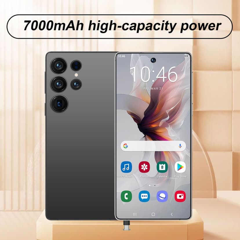 I25 Ultra 5G Unlocked Smartphone,6.8" HD Screen, 8GB+512GB,7000mAh Battery., 108MP+48MP Dual Camera, Android 14, Dual SIM/5G/Face ID/Fingerprint Lock/GPS (Gold)