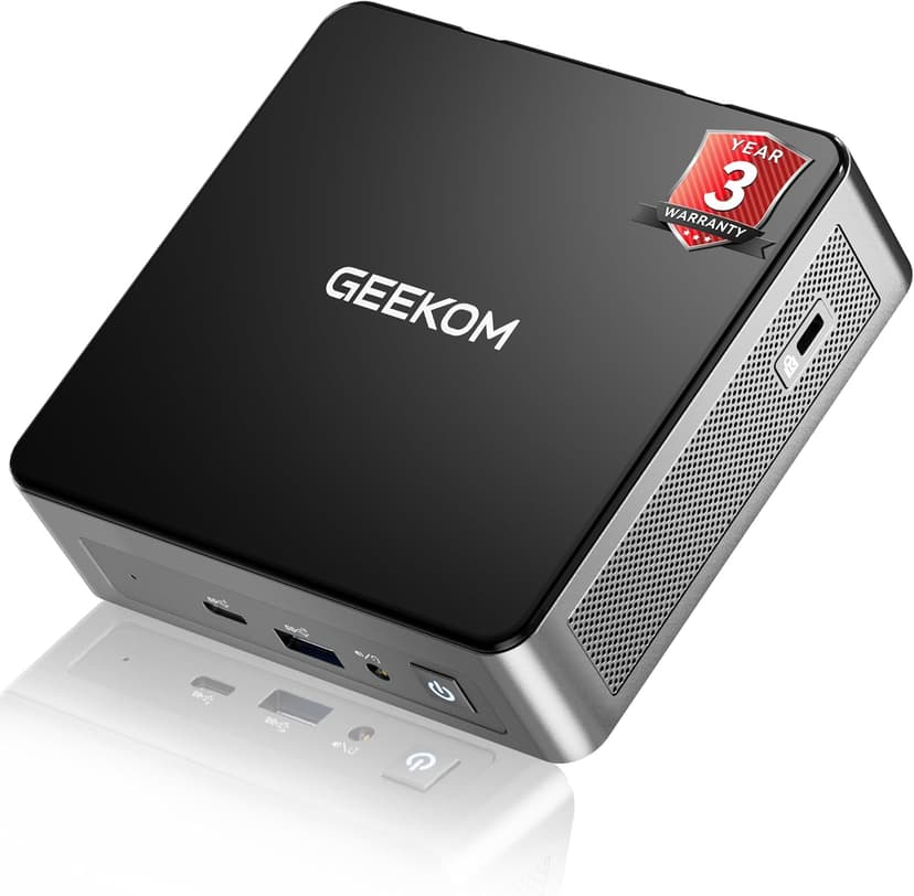 GEEKOM Air12 Mini PC with 13th Gen Intel N150, 16GB DDR5 512GB NVMe SSD Mini Desktop Computer, 4K Triple Display via HDMI 2.0+MiniDP 1.4+USB-C, SD Slot, WiFi 6/BT5.2, Gigabit LAN, VESA for Home&Office
