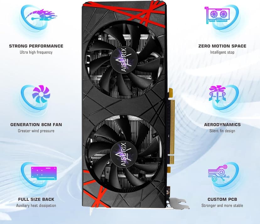 RX 560 XT 8GB GDDR5 Graphics Card,1792SP,128Bits, PC Gaming Video Card, Computer GPU, PCI Express x16 3.0 with Freeze Fan Stop for Desktop Computer Tarjeta Gráfica