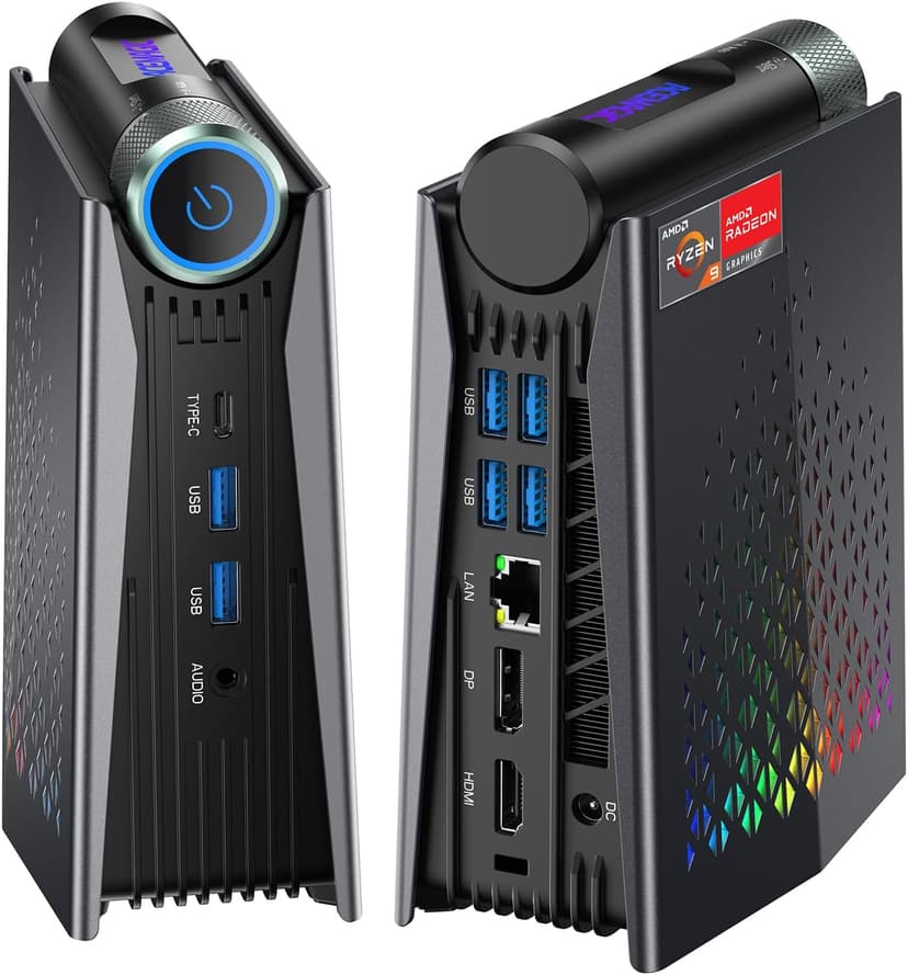 ACEMAGICIAN S3A Mini PC, AMD Ryzen 9 6900HX(up to 4.9 GHz), 32GB DDR4 1TB NVME SSD Mini Tower PC, AMD Radeon 680M Mini Desktop Computer Support BT5.2/RGB Lights/HDMI/Type-C/Wifi6