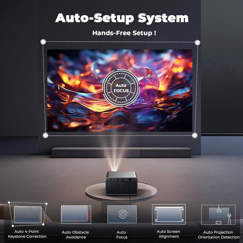 Projector with WiFi and Bluetooth, Mini-Projector: [For Netflix & AI Auto-Setup System & Live TV& 1000ANSI & 800+Built-inApps &Browser],Lisowod L03Pro 1080P Smart Portable-Outdoor-Movie Projector