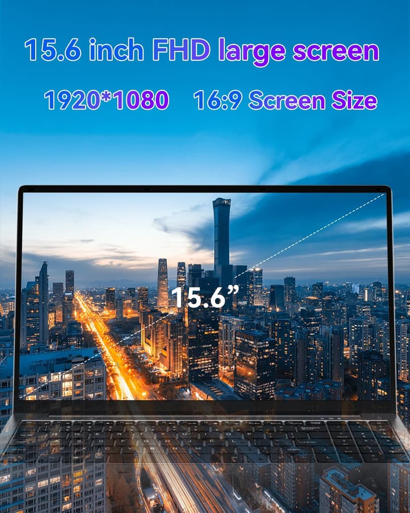15.6 inch Laptop Computer,16GB RAM LPDDR4 512GB SDD Portable Laptop Computer Cerelon N5095 Processor FHD 1920 * 1080 Laptop PC with Touch ID, WiFi5, BT4.2, USB 3.0