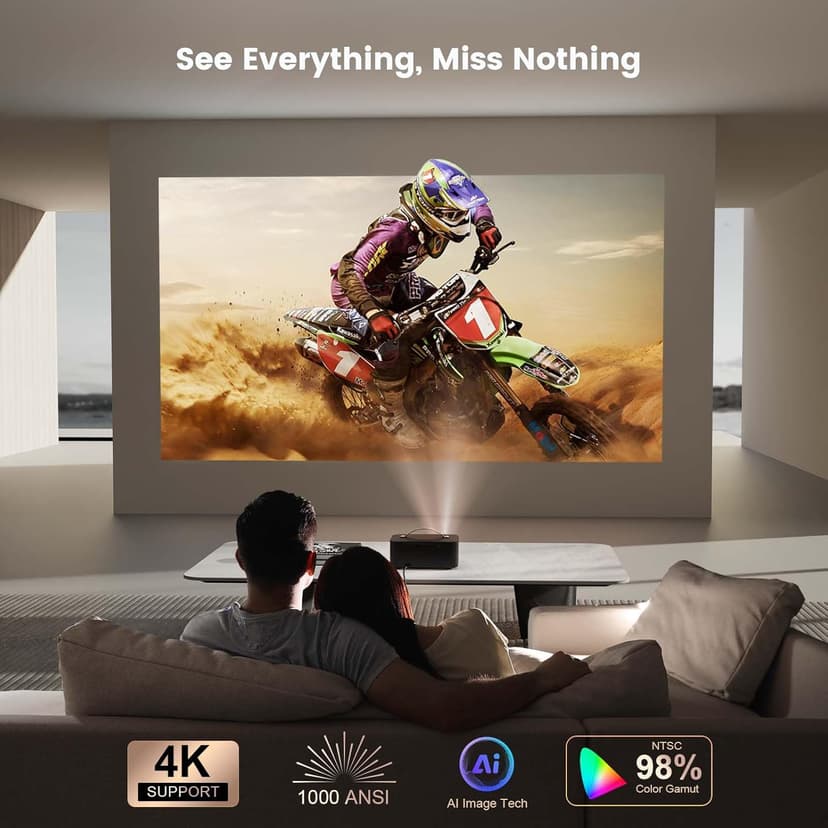 [Netflix-Licensed/Dolby Audio] Projector-4K with Wifi 6 and Bluetooth, ONOAYO 1000ANSI Native 1080P Built-in Netflix/YouTube/PrimeVideo, Electric Focus& 4D/4P Keystone Portable Smart Outdoor Projector