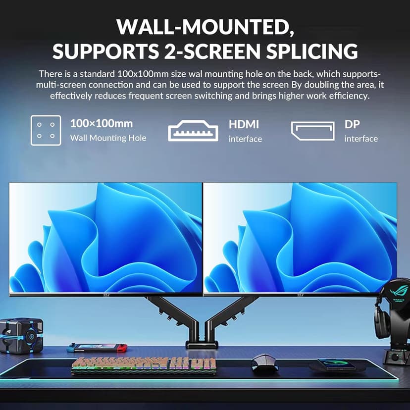 32 Inch 4K UHD Monitor (3840x2160), IPS,60Hz Refresh Rate, 100% sRGB, AMD FreeSync, 178° Viewing Angle, HDMI/DisplayPort, VESA 100x100mm Mount Compatible, Tilt Adjustable - Black