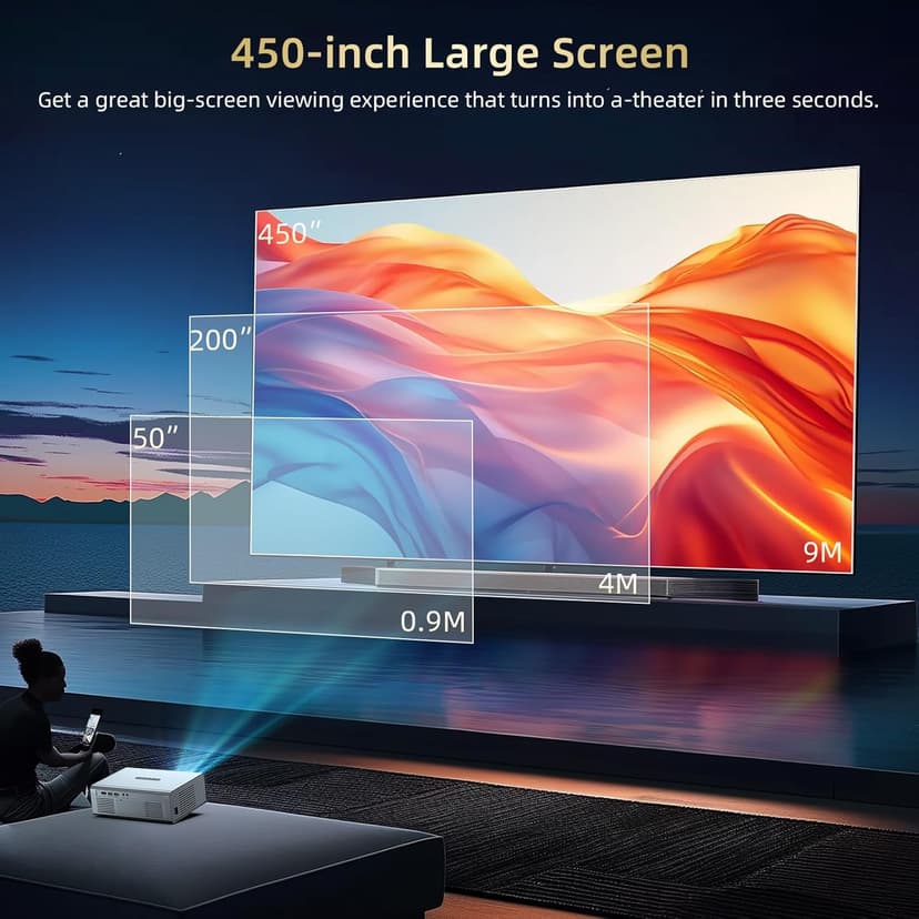 [Netflix Officially & Dolby Audio] Smart Projector with WiFi6 and Bluetooth5.3, Electric Focus & Auto Keystone 4K Support, 22000L Movie Projectors, OWNKNEW Native 1080P Proyector Built-in Apps