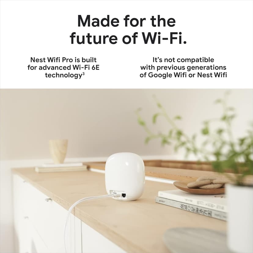 Google Nest WiFi Pro - 6E - Reliable Wi-Fi System with Fast Speed and Whole Home Coverage - Mesh Wi-Fi Router - 3 Pack - Snow, Linen, Fog